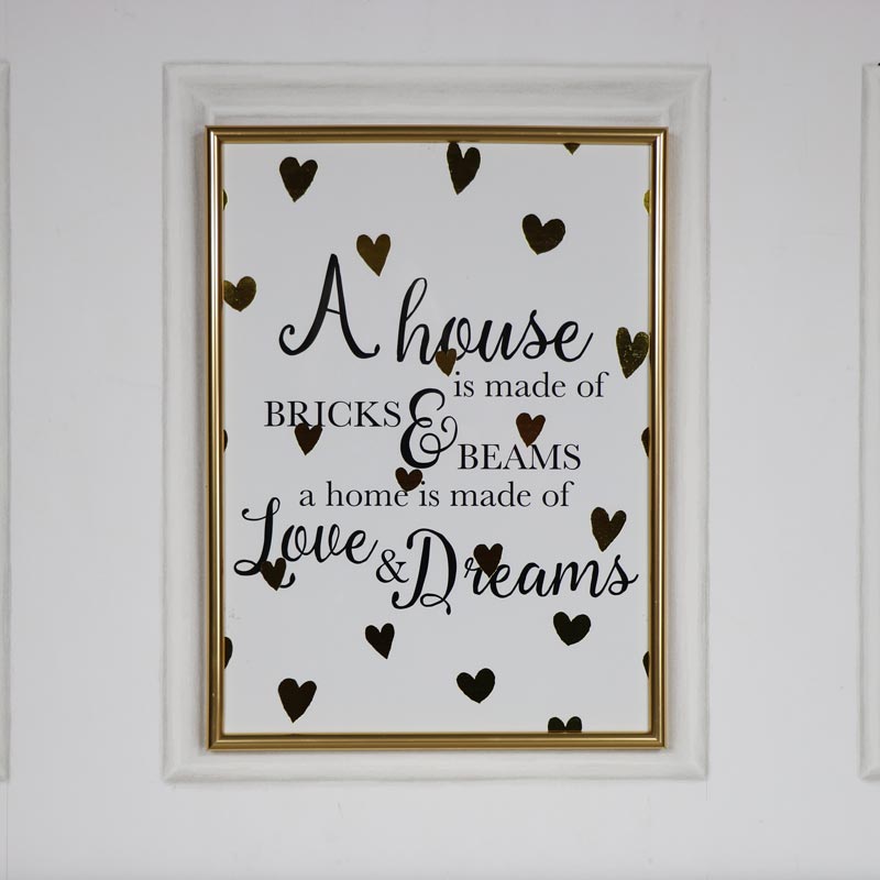 Gold Framed Wall Plaque "A house is made of..."
