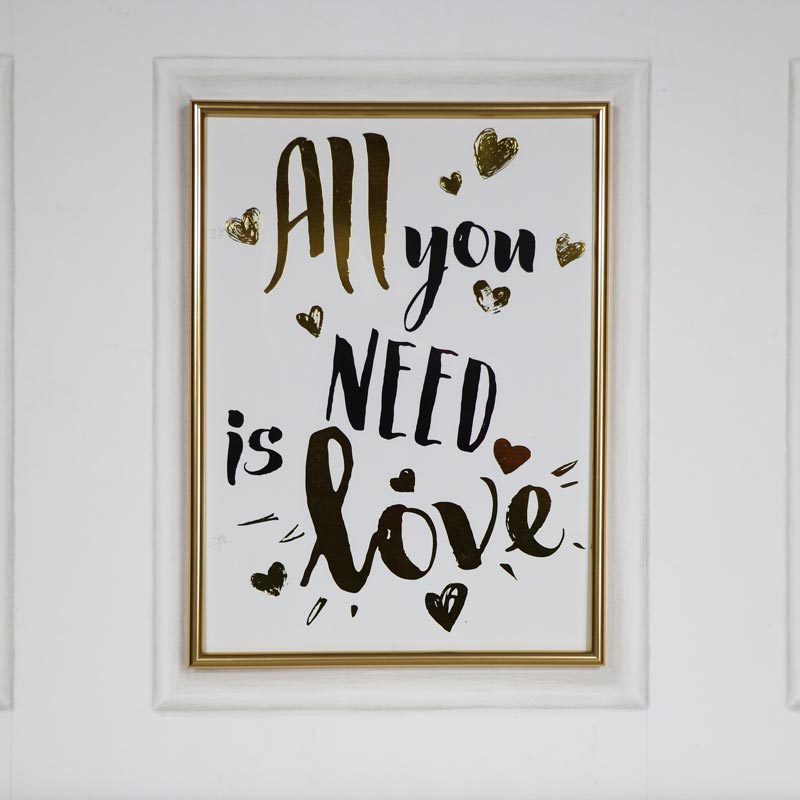 Gold Framed Wall Plaque "All you need is love"
