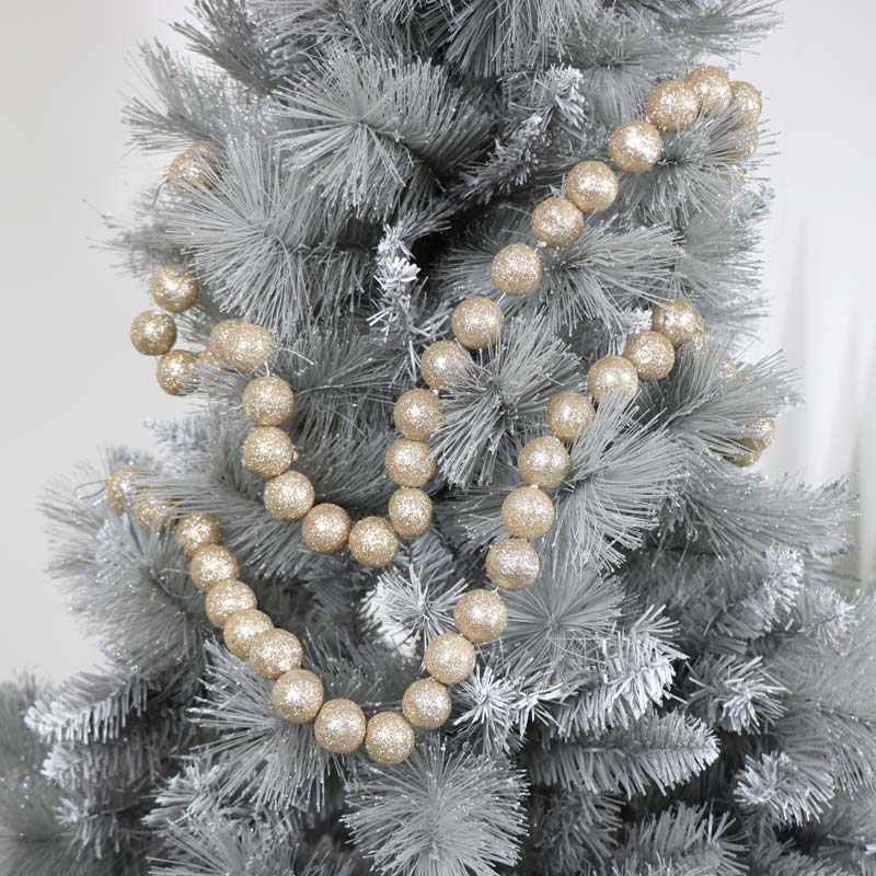 Gold Glitter Ball Christmas Garland