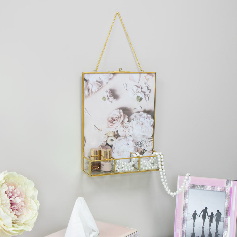 Gold Hanging Photo Frame With Tray