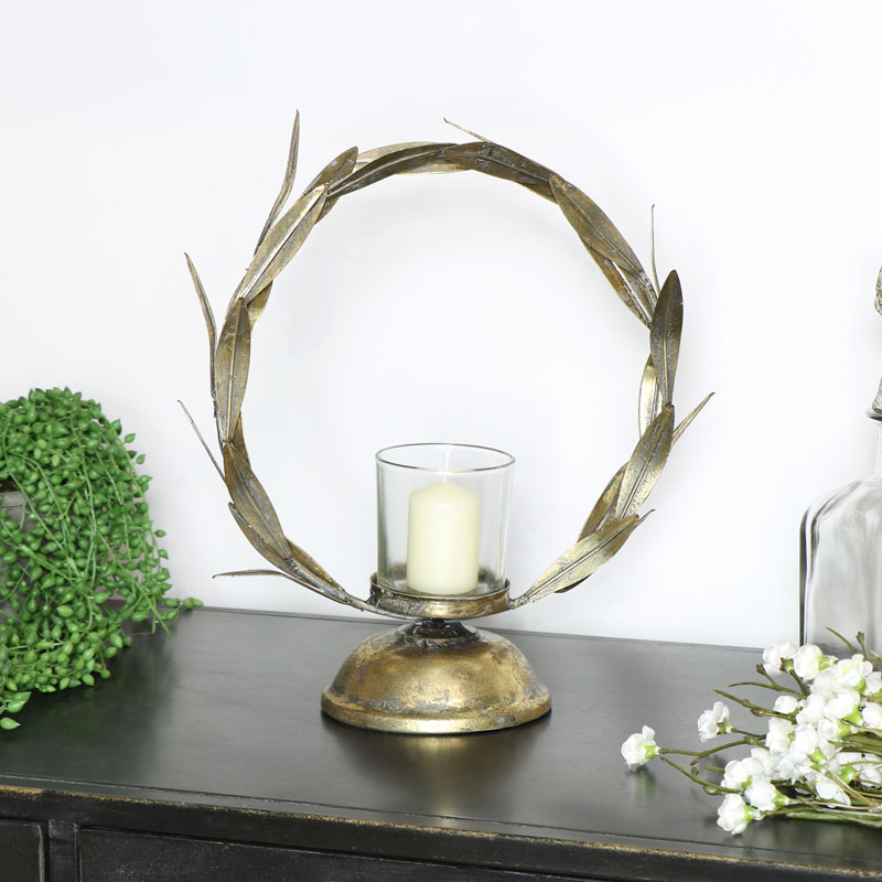 Gold Leaf Candle Holder