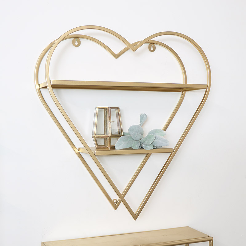Gold Metal Heart Shaped Shelf, White And Gold Shelves Uk