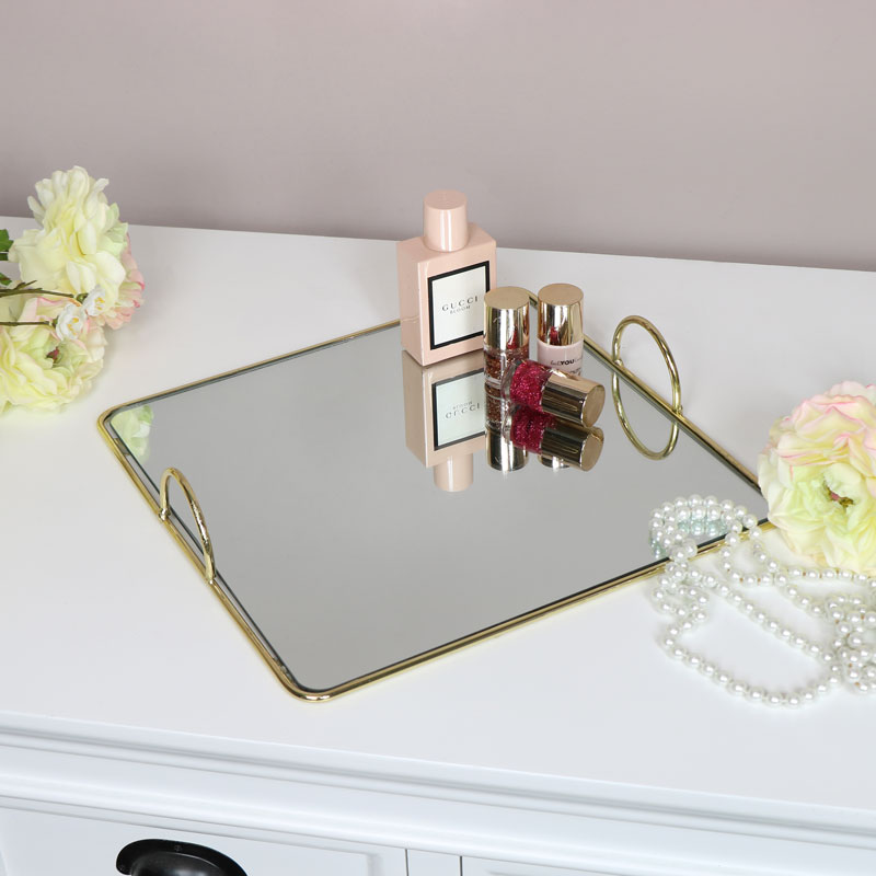 Gold Mirrored Square Tray 