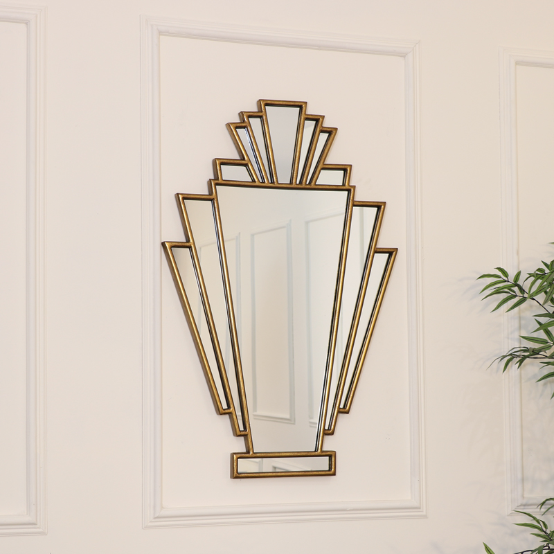 Gold Ornate Art Deco Fan Wall Mirror 90cm X 60cm Gold Ornate Art Deco Fan Wall Mirror, Vintage Art Deco Fan Mirror