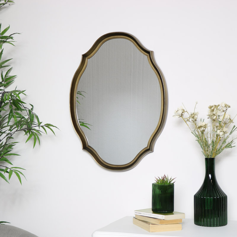 Gold Oval Shaped Wall Mirror 45cm X 64cm Gold Oval Shaped Wall Mirror 45cm X 64cm, Gold Oval Decorative Mirror