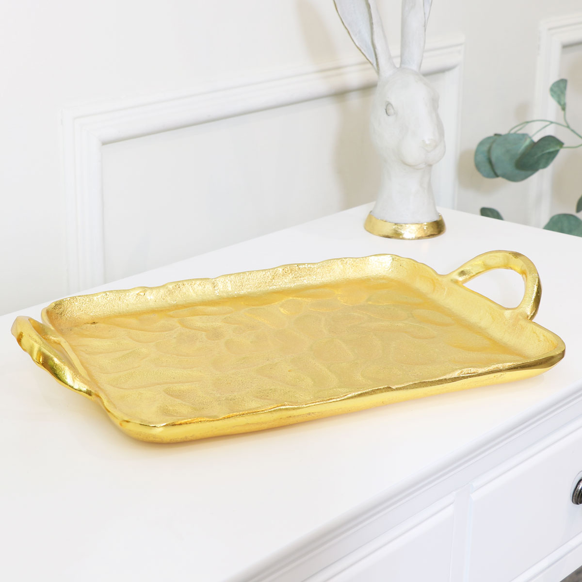 Gold Textured Metal Serving Tray
