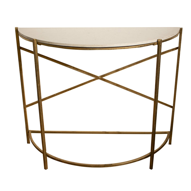Gold & Marble Half Moon Console Table