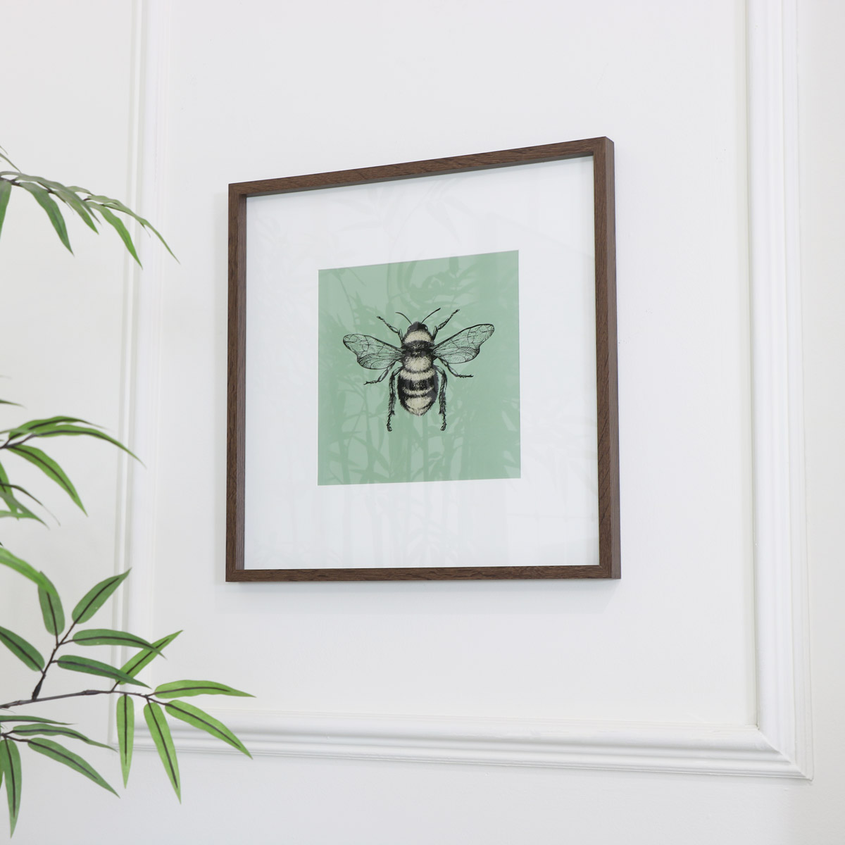 Green Bee Wall Picture Frame Print 40cm x 40 cm 