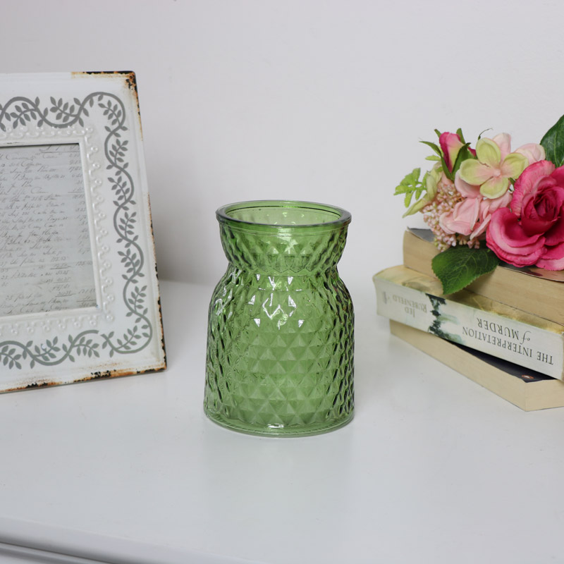 Green Cut Glass Vase