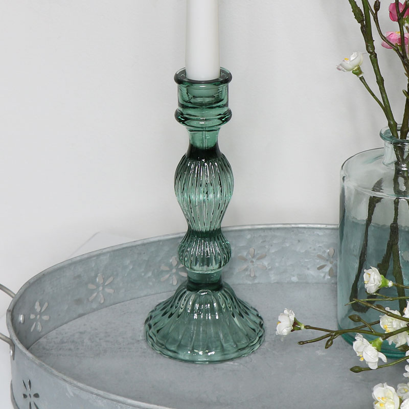 Green Glass Candlestick