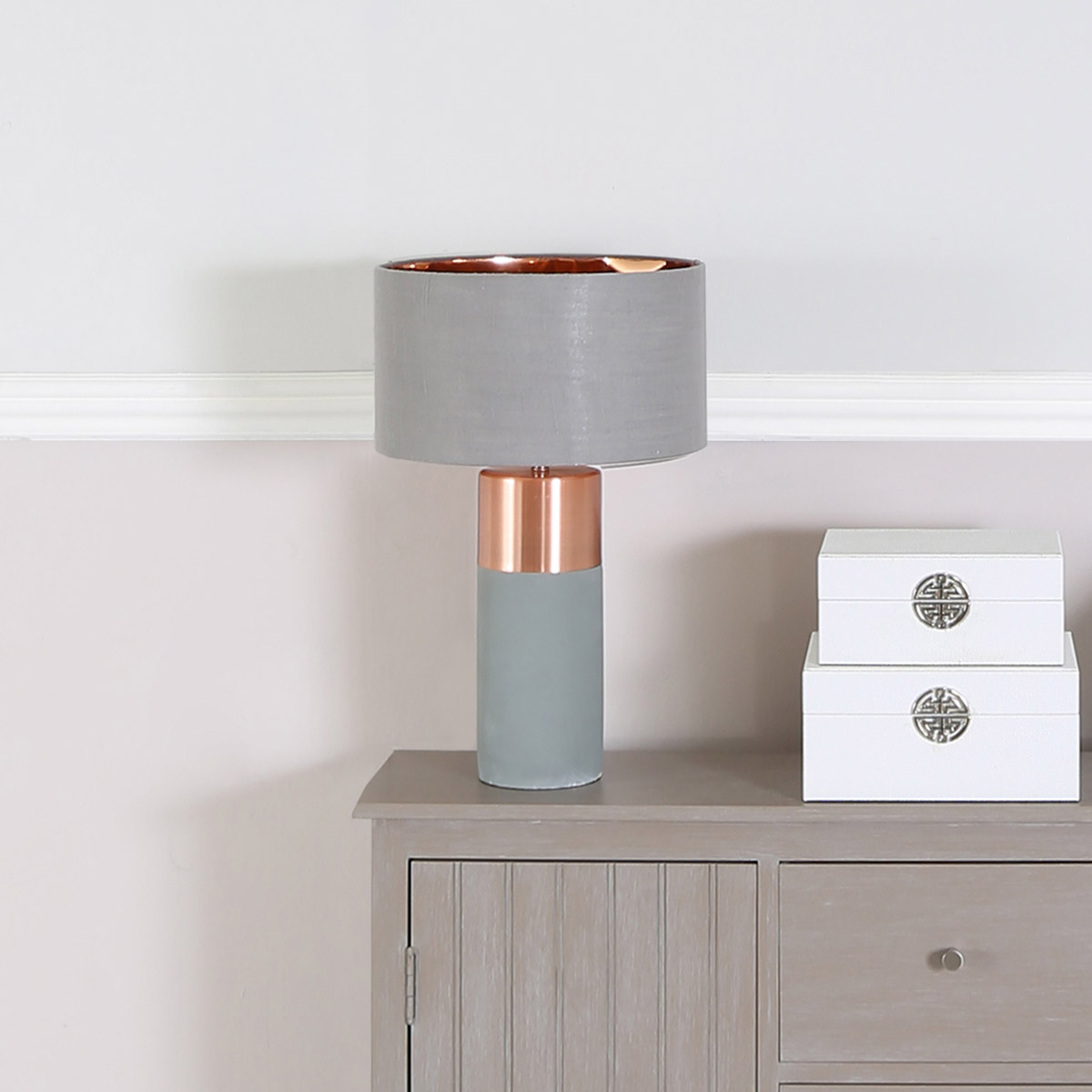 Grey And Copper Luxe Table Lamp 