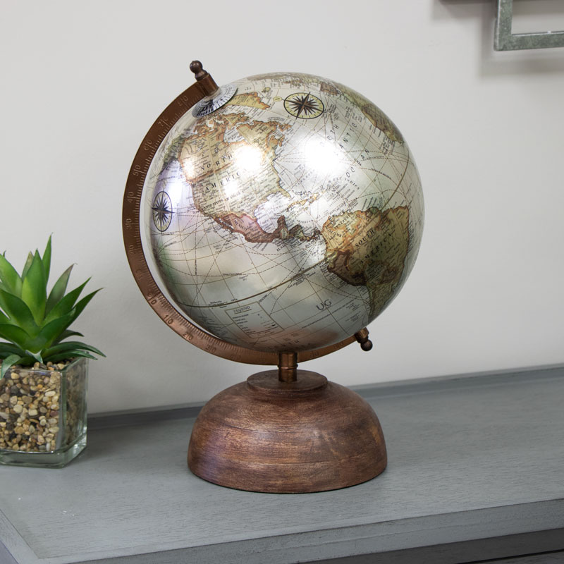 Silver Globe With Bronze Frame 