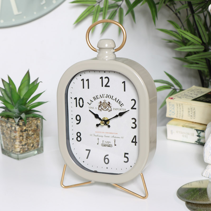 Grey & Gold Mantel Clock 