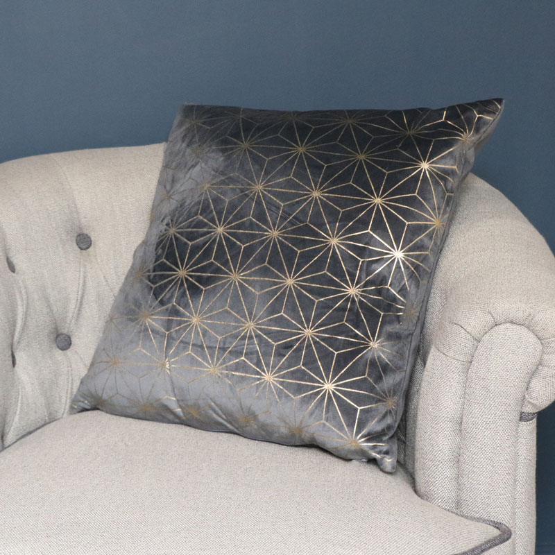 Grey & Gold Velvet Scatter Cushion