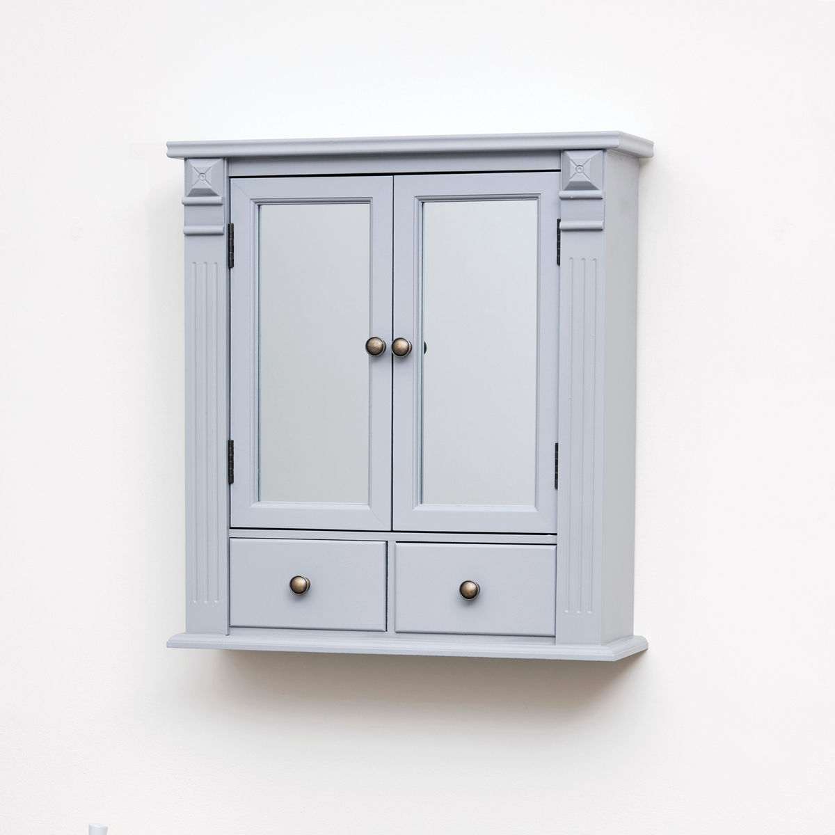 Grey Mirrored Bathroom Cabinet with Drawer Storage