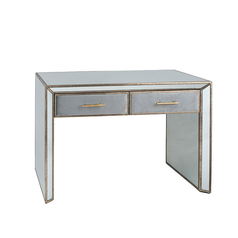 Grey Velvet Mirrored Dressing Table