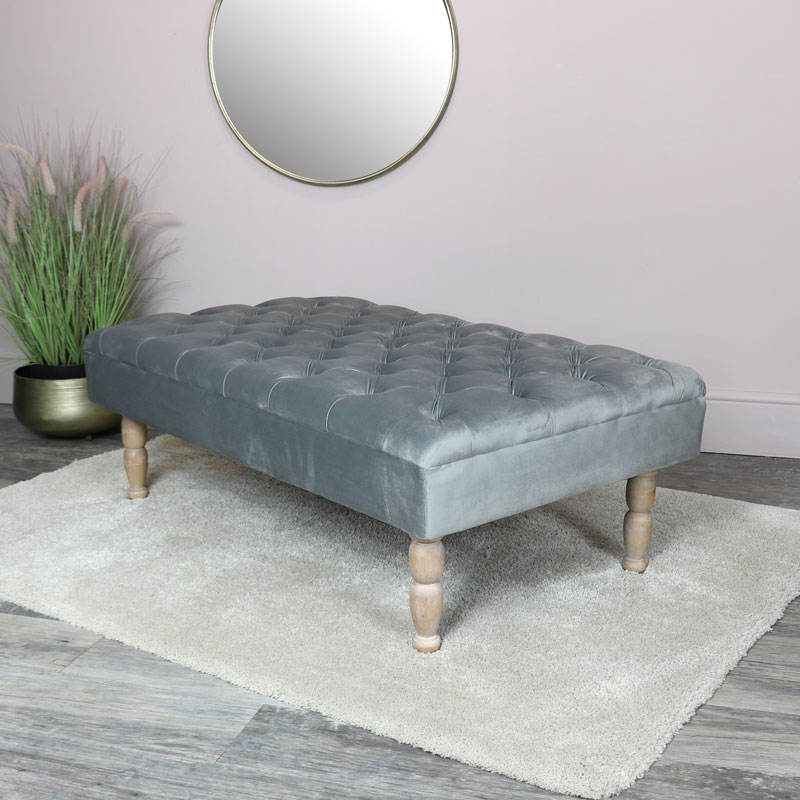 Grey Velvet Upholstered Bench - Melody Maison®