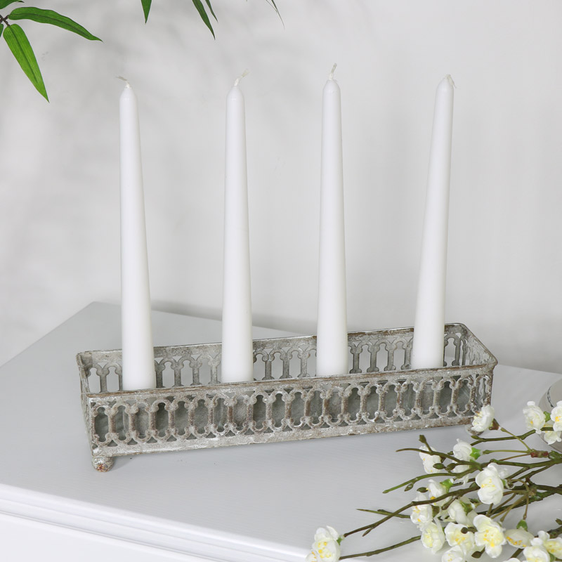 Grey Vintage Candle Tray 