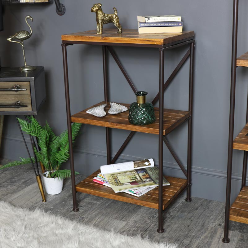 Industrial Floorstanding Shelving Unit, Wooden Shelving Unit With Drawers