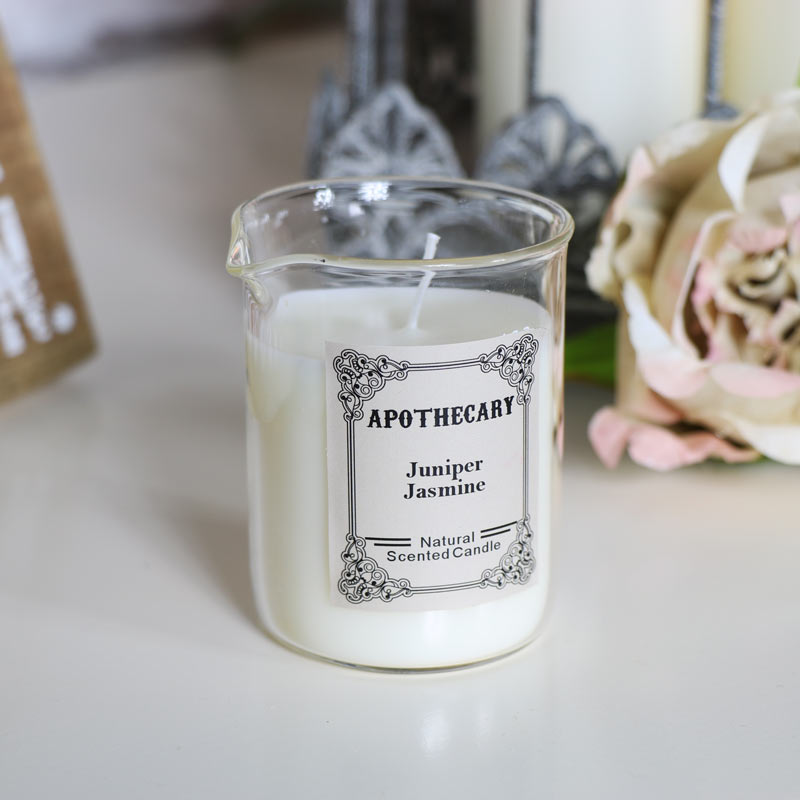 Juniper & Jasmine Scented Apothecary Candle in Glass Beaker