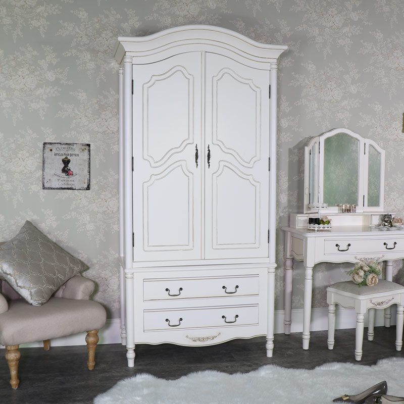 Large Antique Cream Armoire Style Double Wardrobe Adelise Range Melody Maison®
