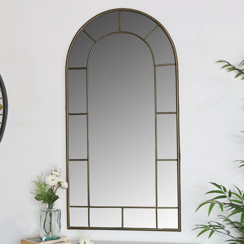 Large Arched Metal Window Mirror 55cm x 107cm