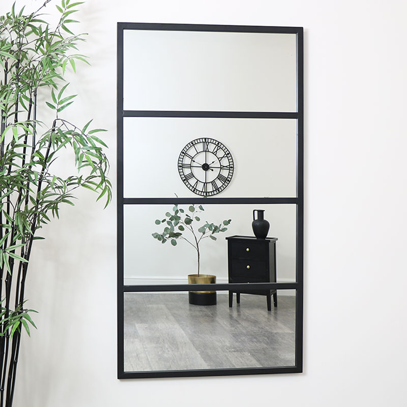 Large Black 4 Panel Window Mirror Large Black 4 Panel Window Mirror, Large Mirror Wall Stickers Uk