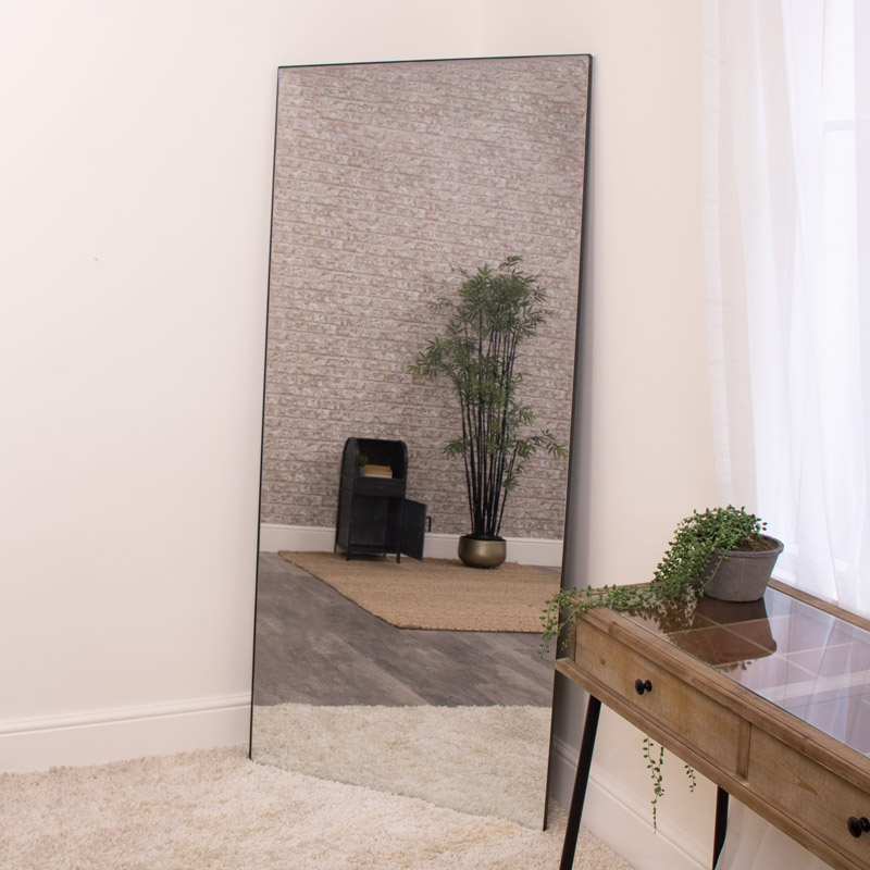Large Black Thin Frameless Leaner Mirror 80cm X 180cm Large Black Thin Frameless Leaner, Large Black Leaner Mirror