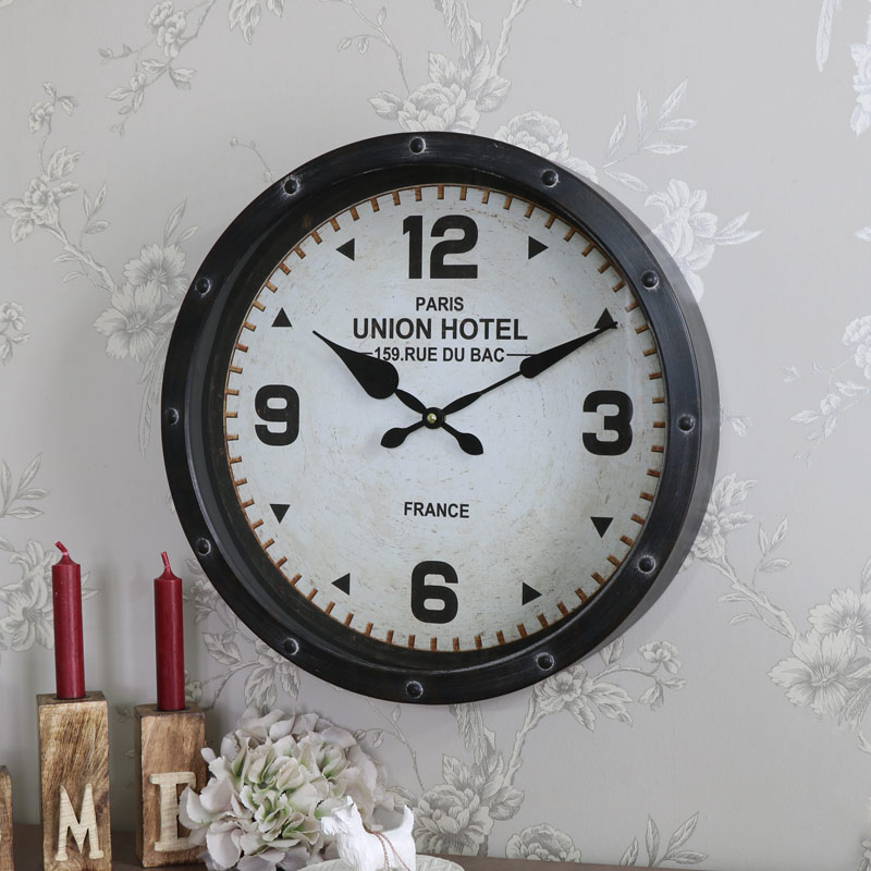 Large Brown Metal Wall Clock