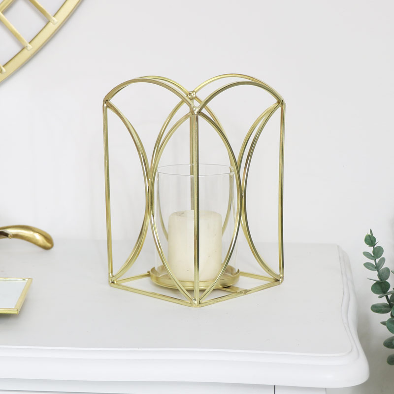 Large Gold Metal Candle Holder