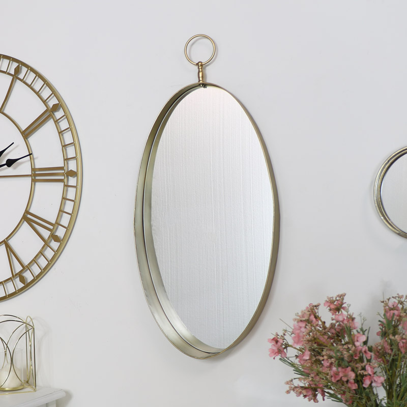 Large Gold Oval Wall Mirror