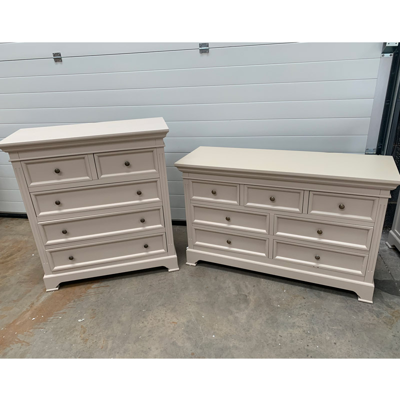 Large Grey 7 Drawer Chest of Drawers and 5 Drawer Chest  - Daventry Taupe-Grey Range DAMAGED SECOND 2001