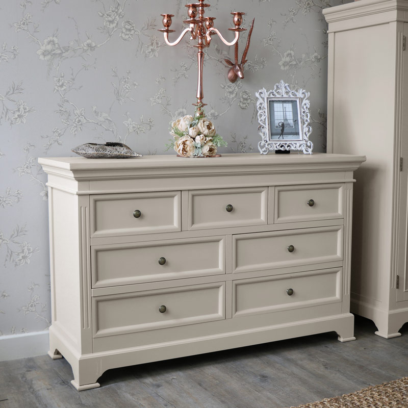 Large Grey 7 Drawer Chest of Drawers - Daventry Taupe-Grey Range DAMAGED SECOND 3762