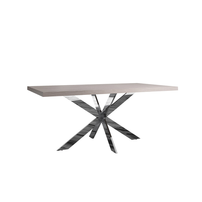 Large Oak Grey And Chrome Dining Table - Ezra Range