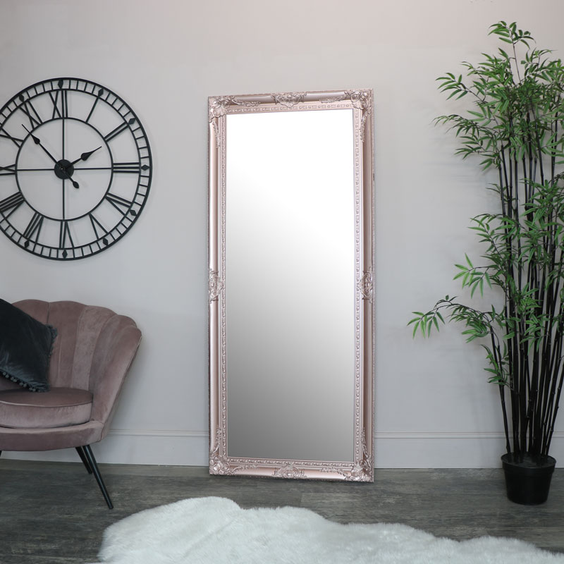Melody Maison Tall Ornate Rose Gold Pink Mirror 47cm x 142cm