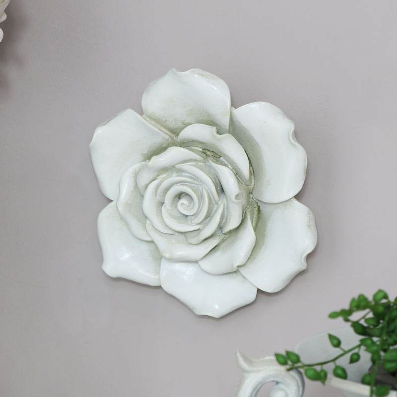 Large Ornate White Rose Wall Art 