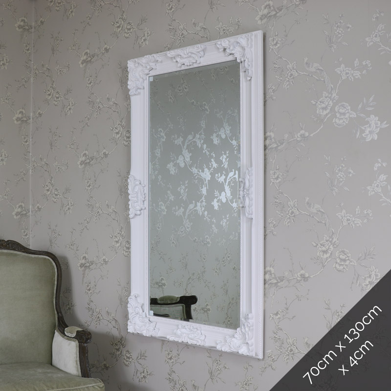 Large Ornate White Wall/Floor Mirror 70cm x 130cm