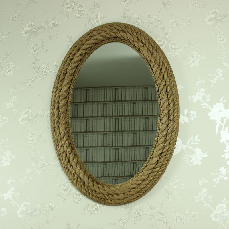 Large Oval Rope Wall Mounted Mirror 72cm x 102cm