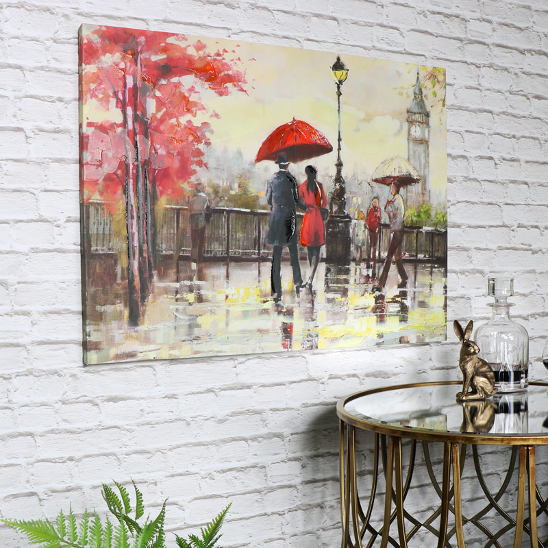 Large Rainy Day in London Canvas Wall Art