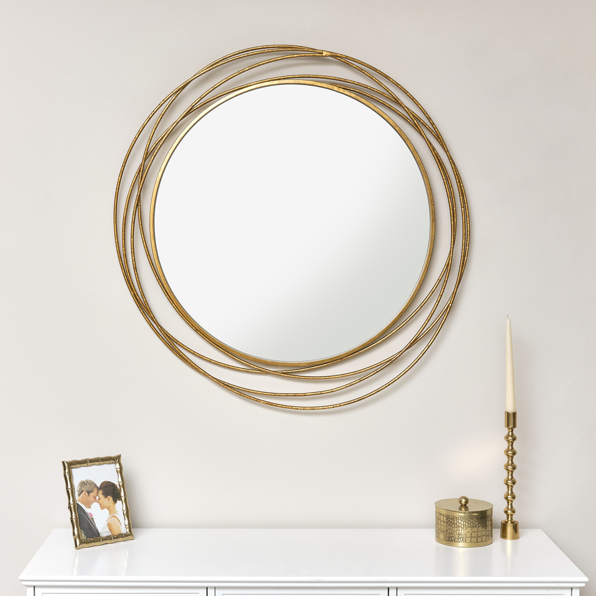 Large Round Antique Gold Mirror 92cm x 92cm