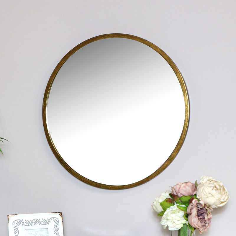 50cm Large round gold wall mirror Brushed Gold Metal Frame Round Wall Mirror New 