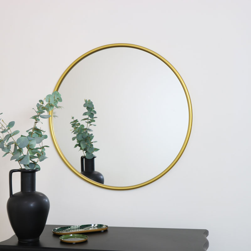 Large Round Gold Wall Mounted Mirror 70cm x 70cm