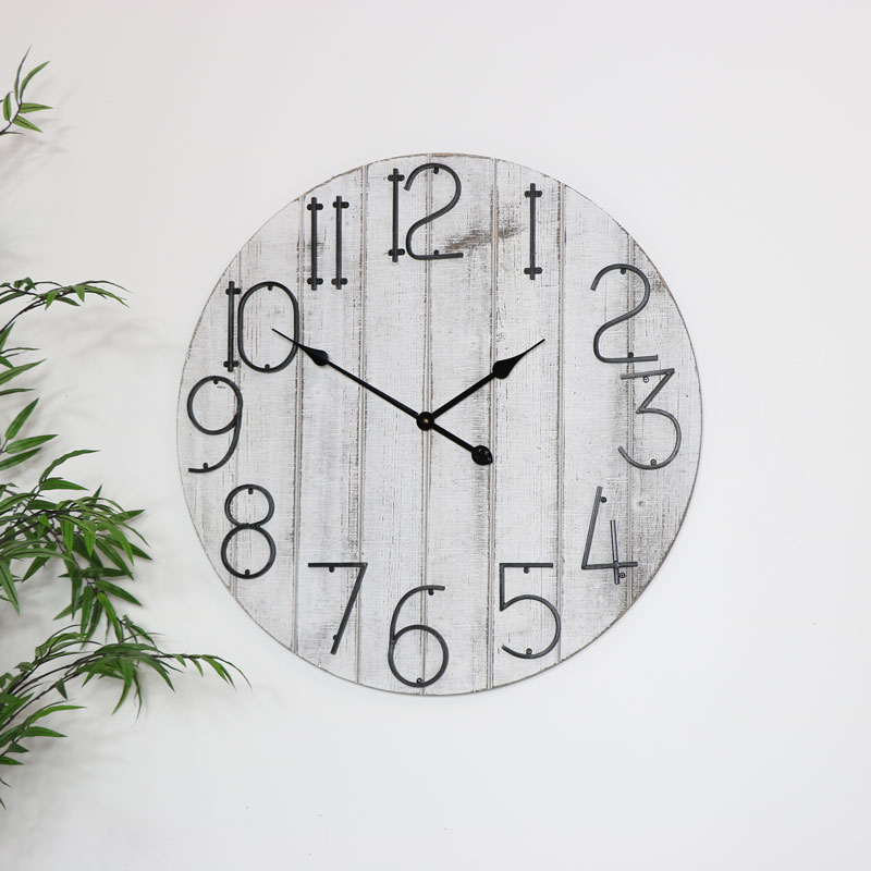 Large Rustic White Wall Clock