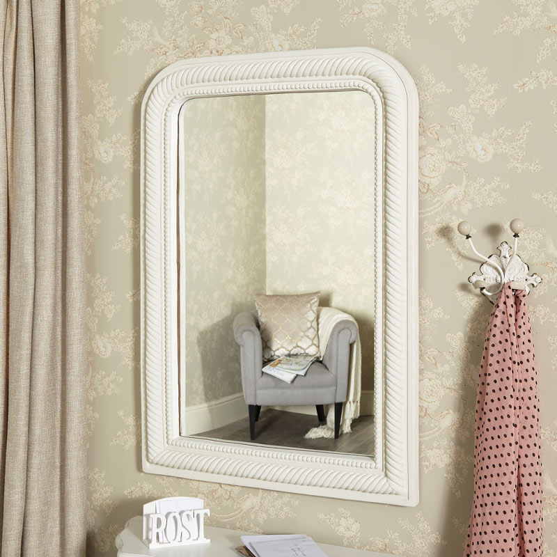Large White Curved Arch Wall Mirror 75cm x 106cm