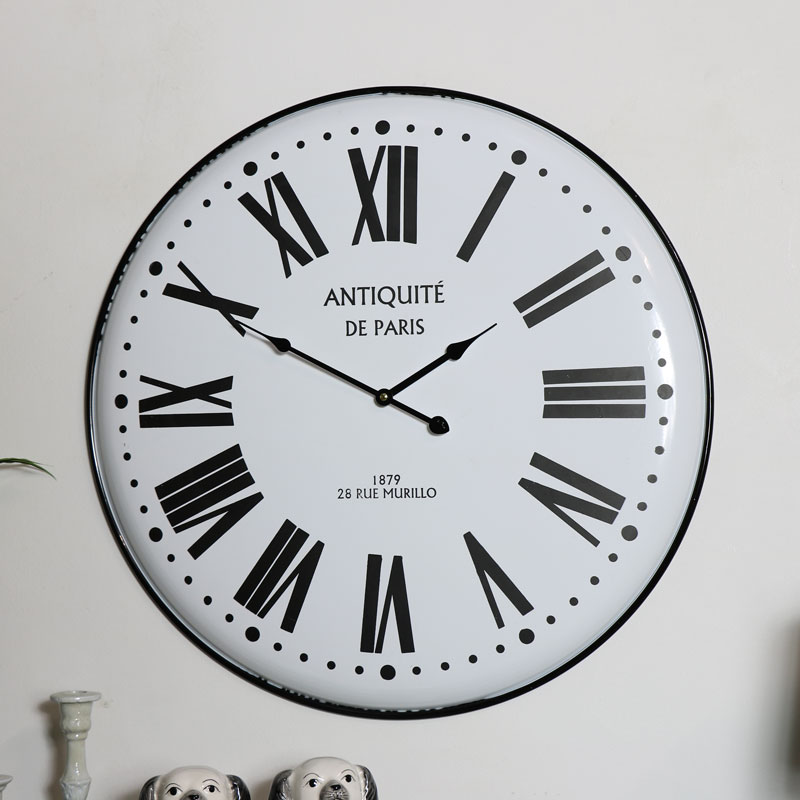 Large White Metal Wall Clock