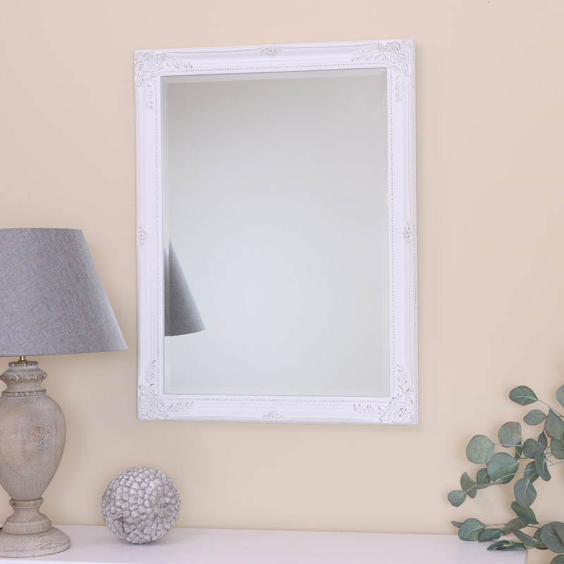 Large White Ornate Wall Mirror 62cm X 82cm Large White Ornate Wall Mirror 62cm X 82cm, Extra Large White Ornate Wall Mirror