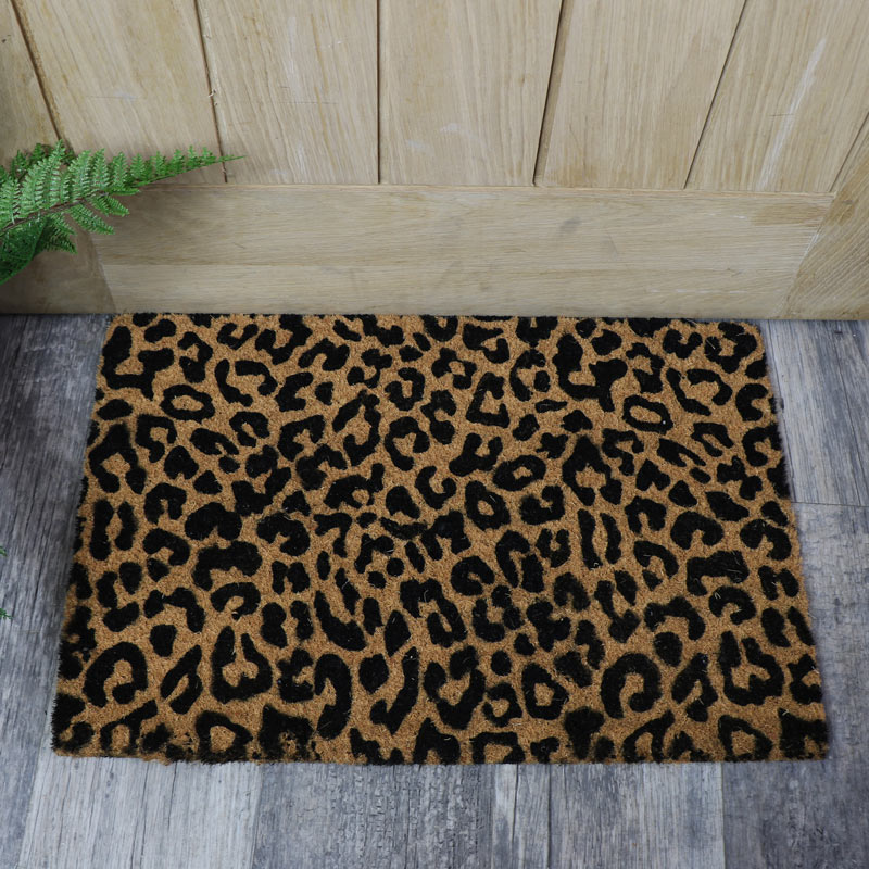 Leopard Print Coir Door Mat