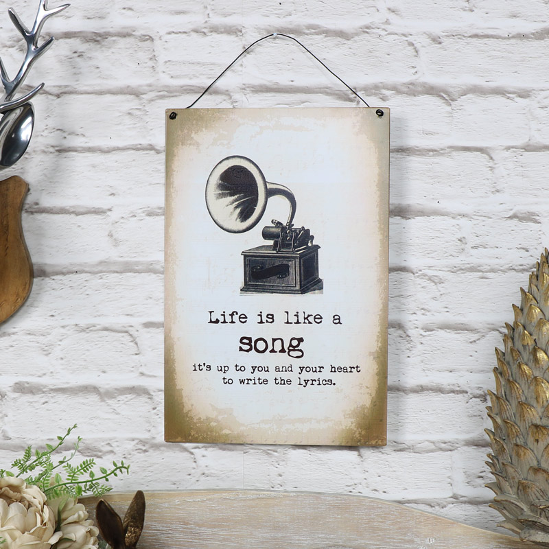 Metal Wall Plaque "Life is Like a Song"