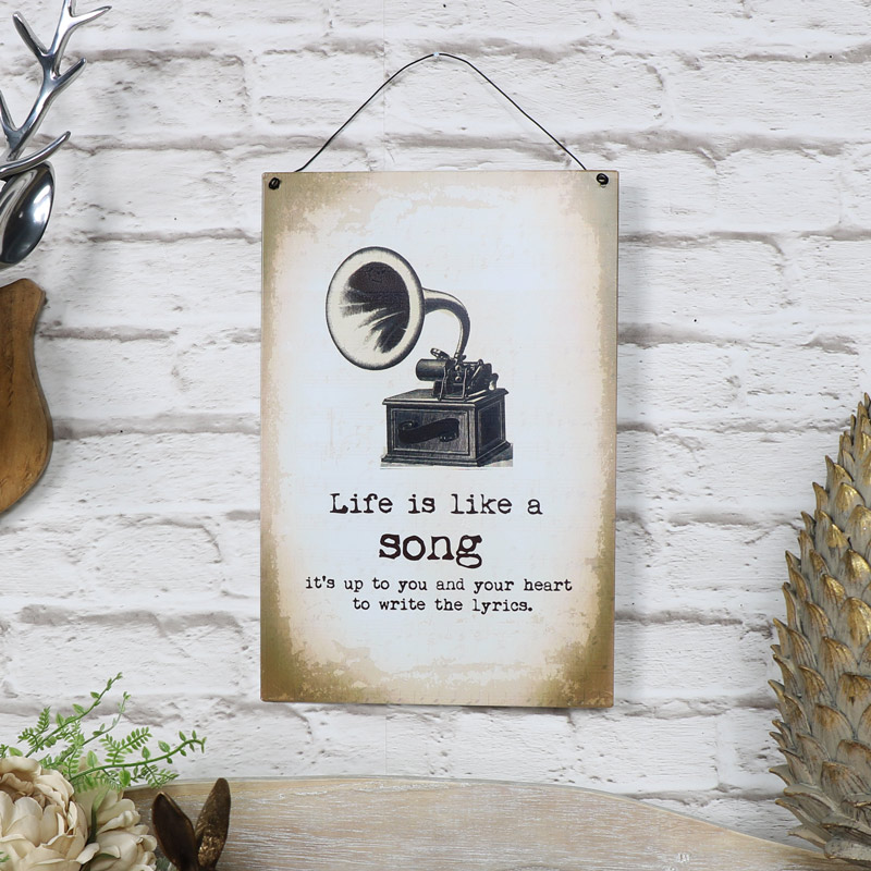 Metal Wall Plaque "Life is Like a Song"