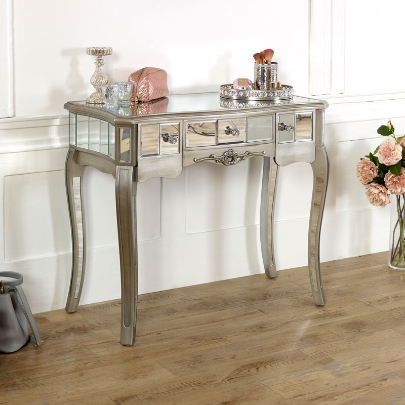 silver mirrored dressing table